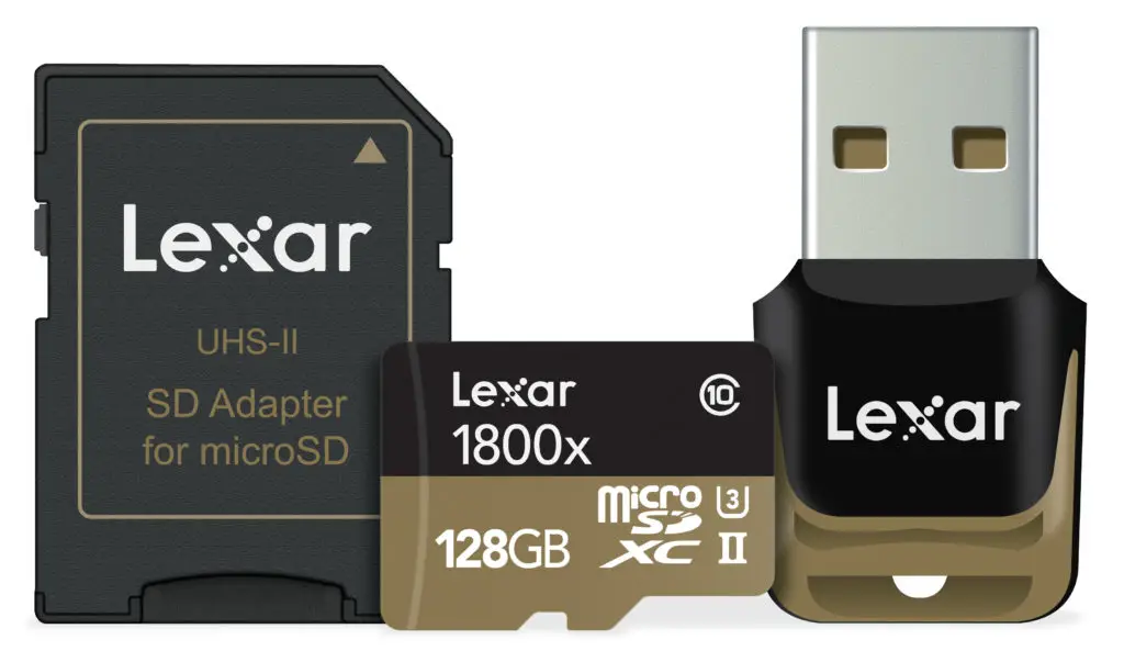 128GB microSDXC 1800x with reader adapter 1024x593 - New Lexar Products