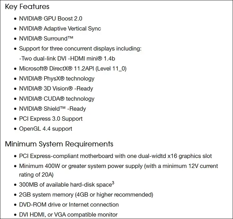 NVIDIA GeForce GTX 750 Specs