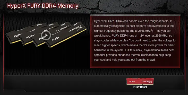 spec1 - Kingston HyperX Fury DDR4-2666 32GB Kit