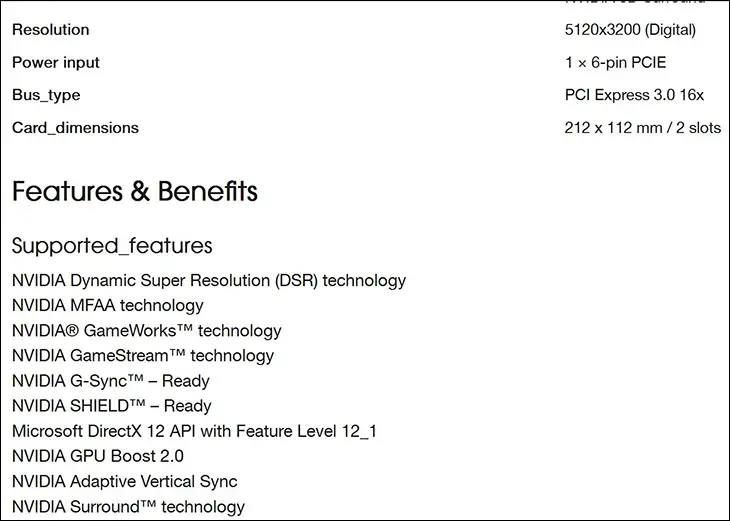 spec3 - PNY GeForce GTX 950 XLR8 OC Gaming 2GB